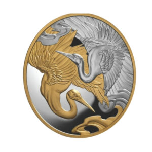 2025 Cranes $1 Gold-Plated Silver Proof Coin (1oz)